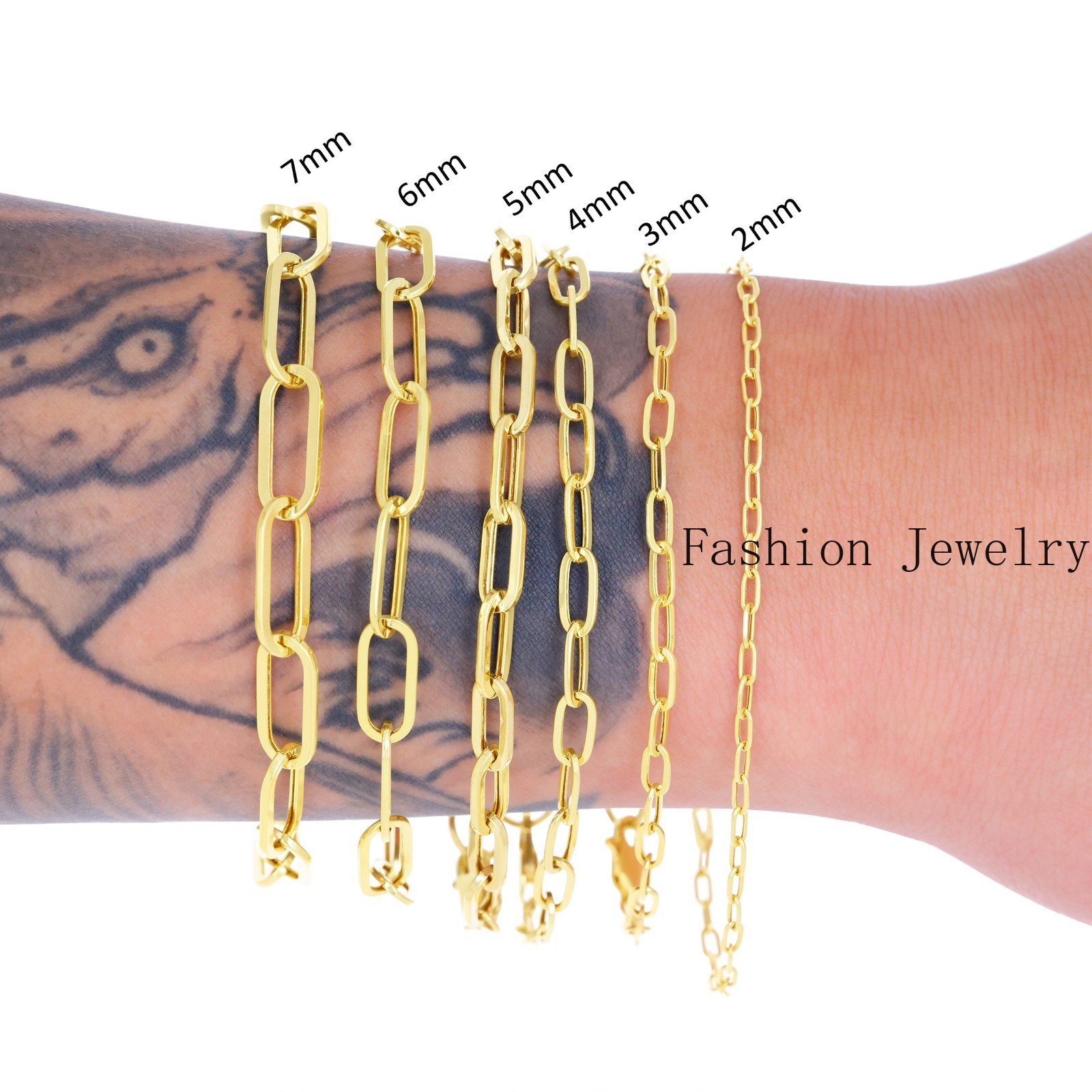 14k Yellow Gold Paperclip 2mm-7mm Chain Cable Rolo Bracelet Mens Womens 7″ – 8″
