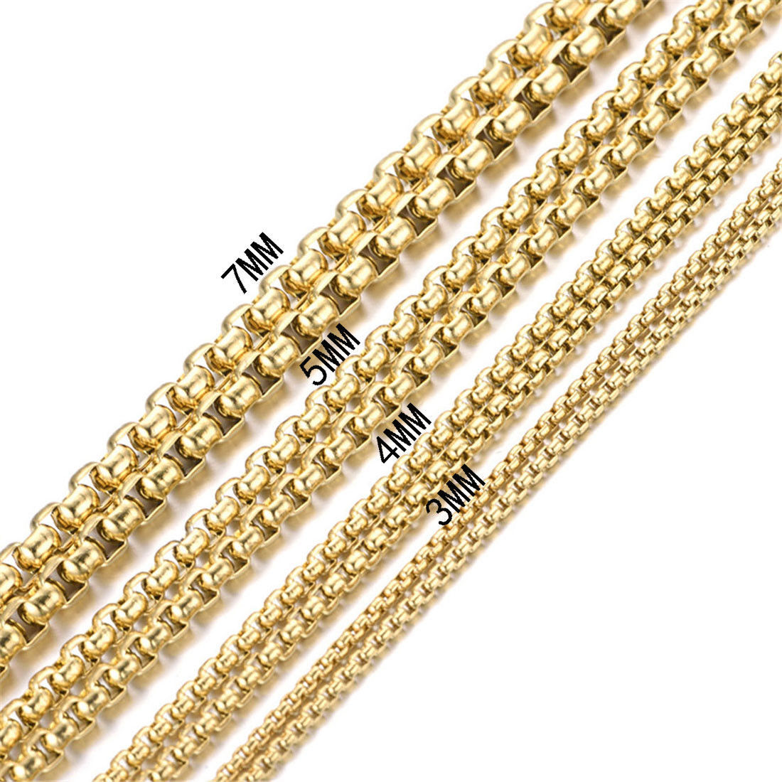 2/3/4/5/7mm Stainless Steel Women Mens Rolo Box Link Chain Necklace Bracelet Hot