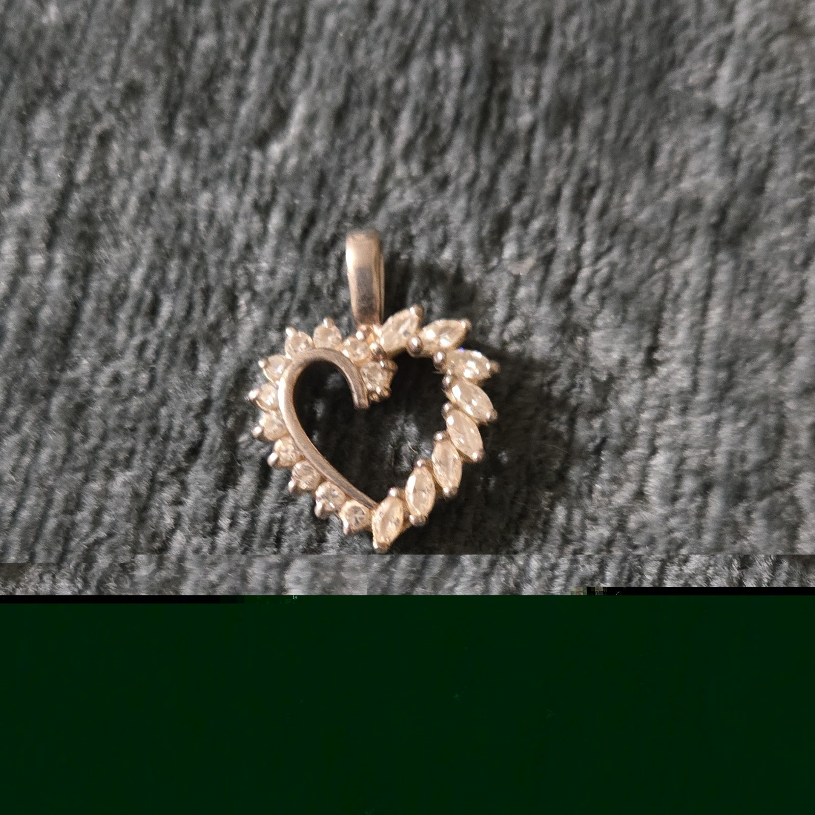 925 silver Gold Heart Charm Pendant cubic Zirconia Love White/Colorless Stone