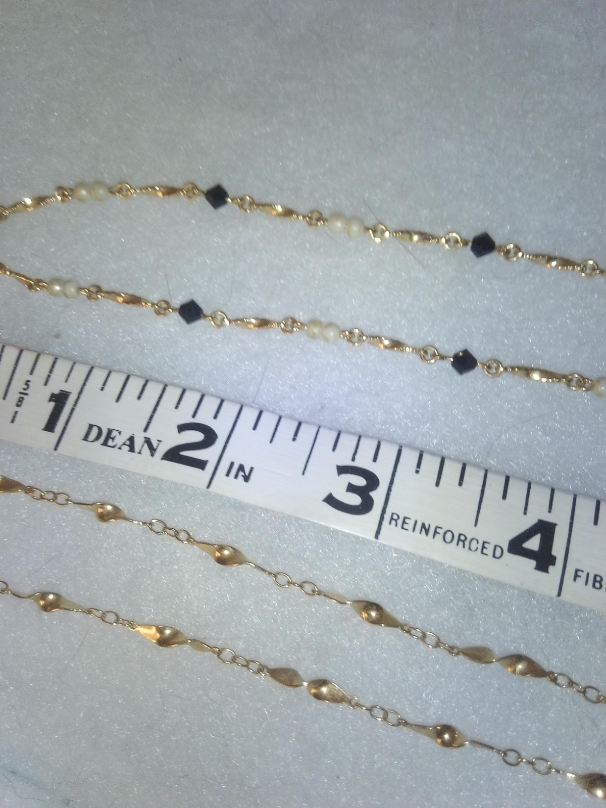 2 necklaces Complement Ea. Other, GTone, 1 with Small Whi Beads & Plastic Oval