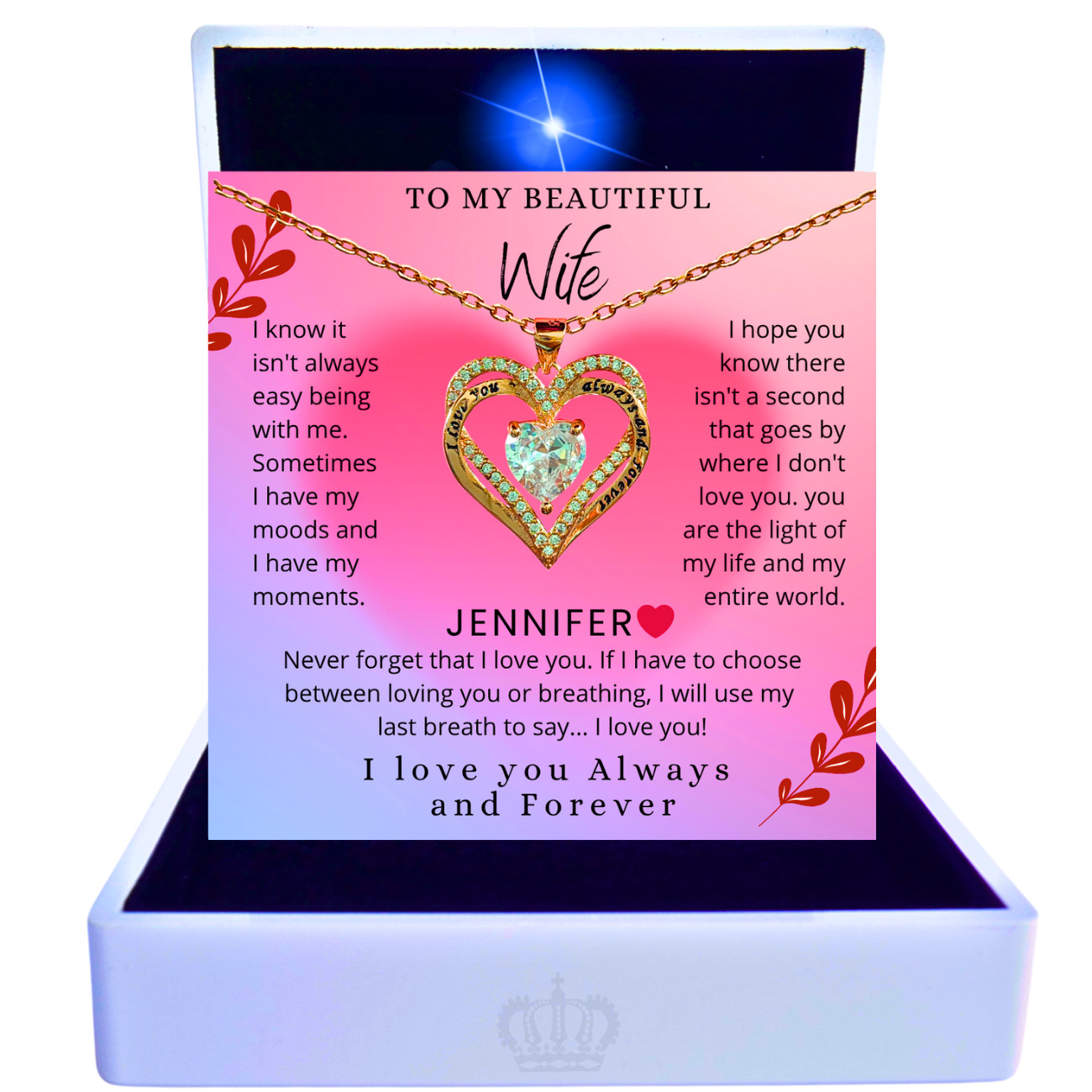 Custom To My Wife, Pendant Necklace Jewelry Gift For Wife, Wife Birthday Gift