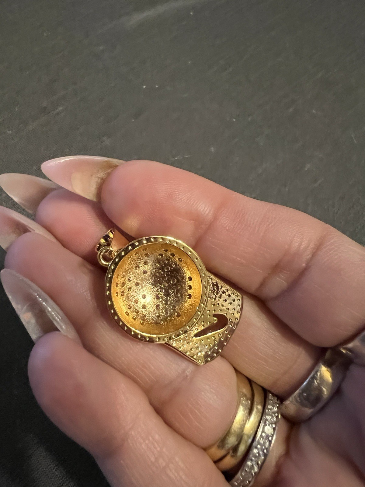 Nike Gold Tone Cap-Shaped Pendant Necklace Charm Sports Theme No Stone