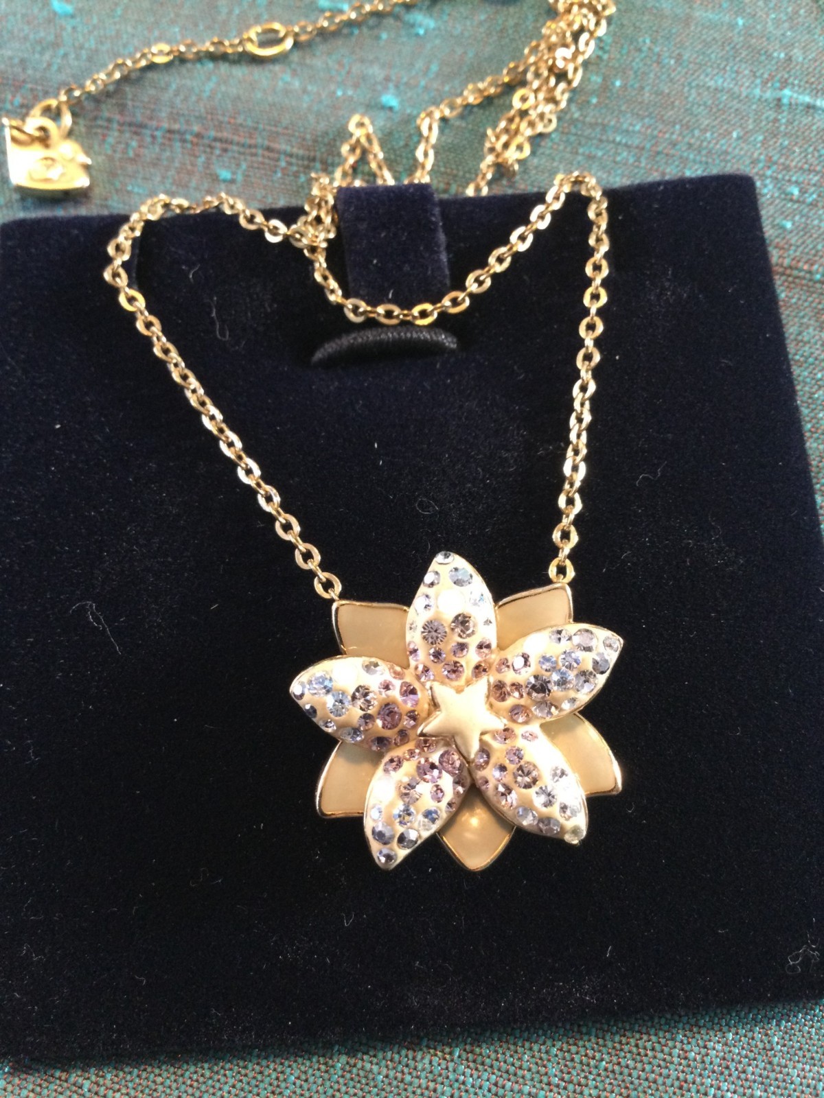 Genuine Signed Swarovski LOUELLA Flower Pendant, Boxed