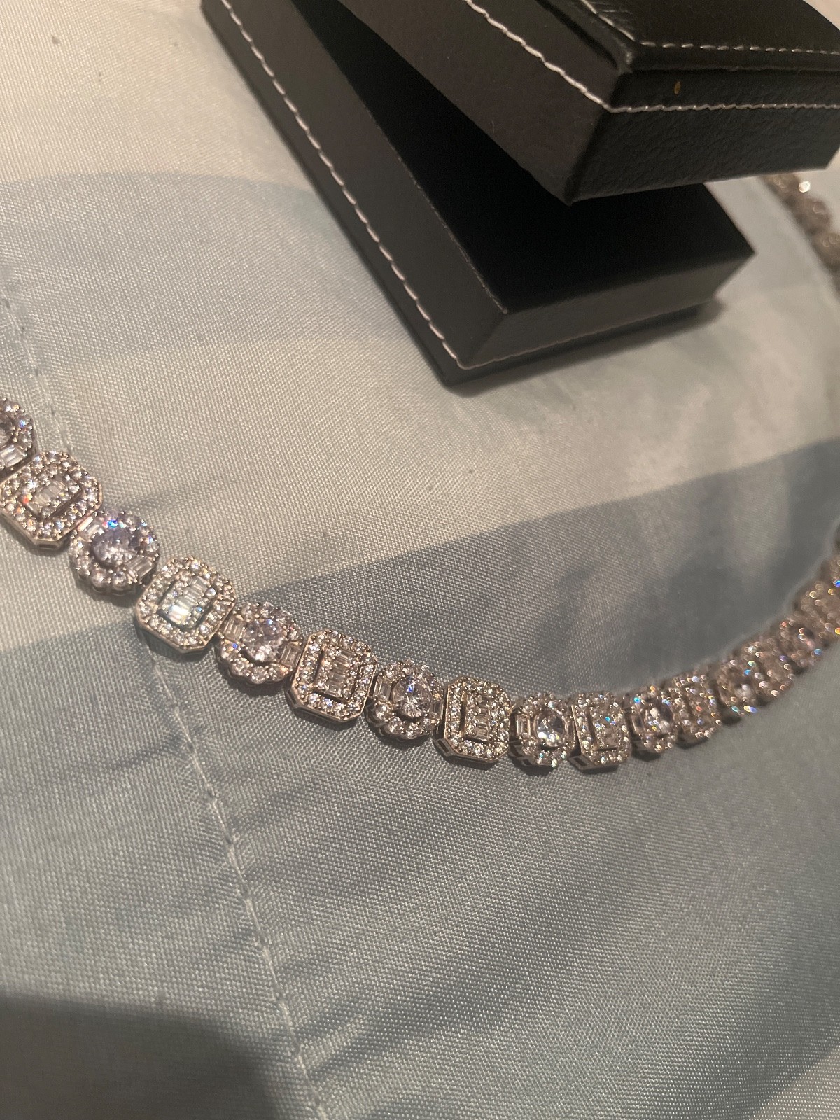 Harlembling Cluster Tennis Link Chain Necklace Iced Out CZ Stones – 925 Silver