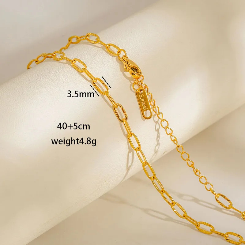 18K Gold Plated Stainless Steel Chain Necklace Cuban Rope Snake Cable Unisex