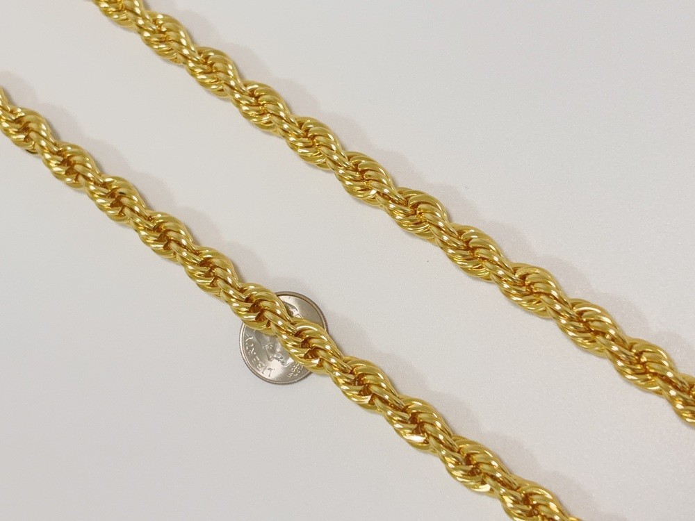 18K Yellow Gold Diamond Cut Rope Chain 8mm NecKlace Mens Womens 26″