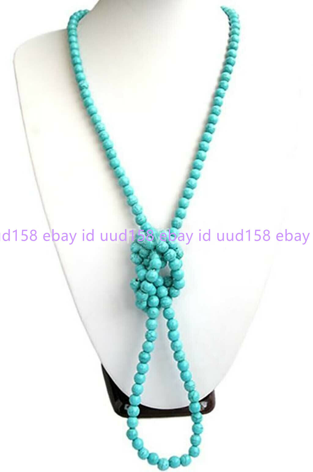 6/8/10/12mm Natural Blue Turquoise Round Gemstone Beads Long Necklace 36-72”