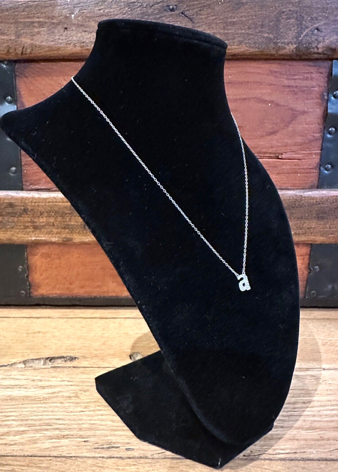 Sterling Necklace Initial Letter “A” 925 Silver Pendant Pave Dainty Teen Tween