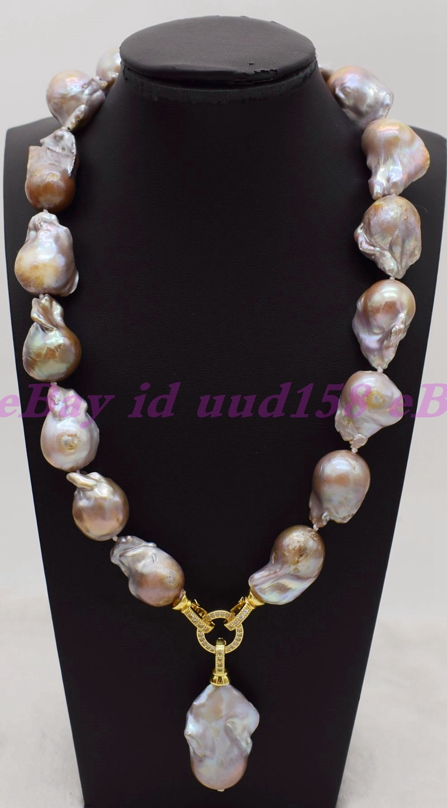 NEW HUGE NATURAL AAA++ SOUTH SEA PURPLE BAROQUE PEARL NECKLACE 18″