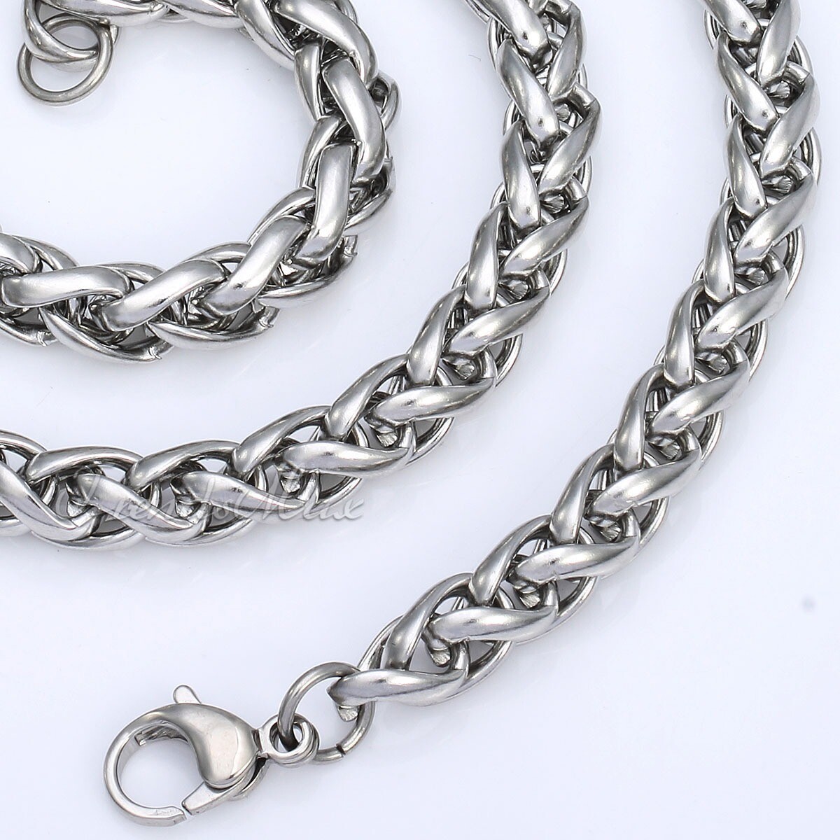 8mm Mens Braided Wheat Franco Necklace Stainless Steel Chain 22inch Link
