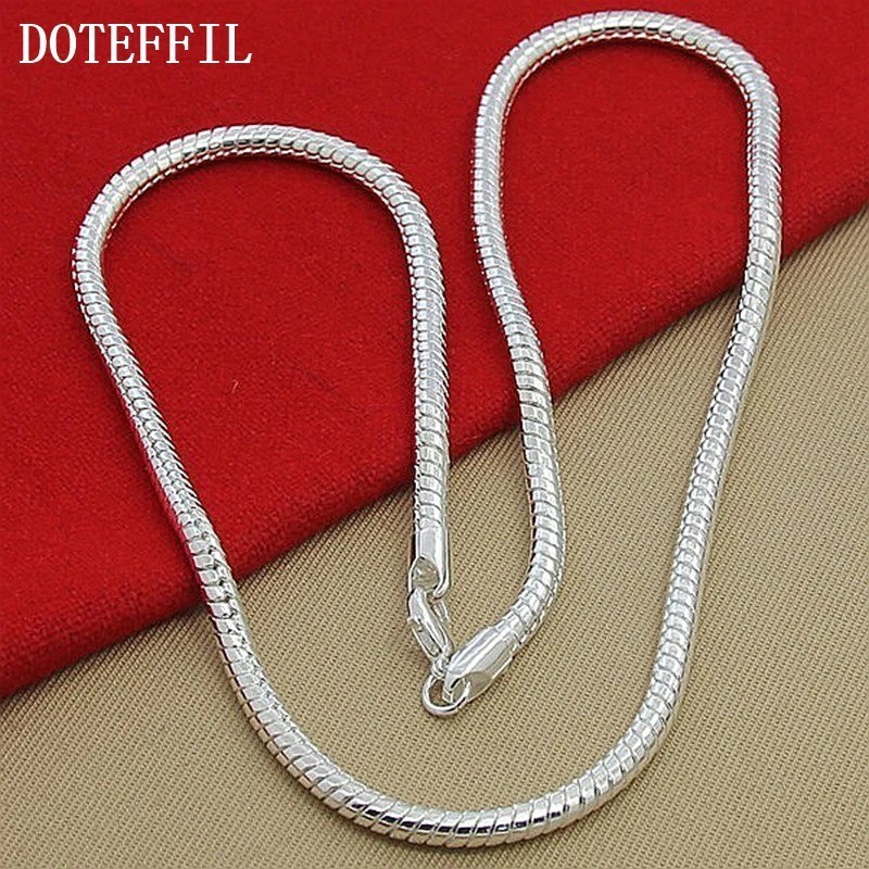 Hot 925 Sterling Silver 3mm Snake Chain Necklace Women Man Party Jewelry