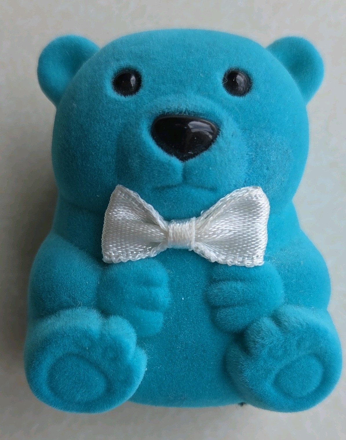 March Aquamarine Birthday Rhinestone Birthstone Teddy Bear Gold Tone Necklace