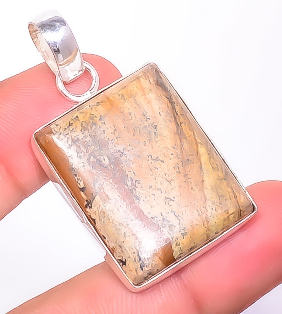 Natural Picture Jasper – Oregon Gemstone 925 Silver Plated Pendant 1.76″ P7899