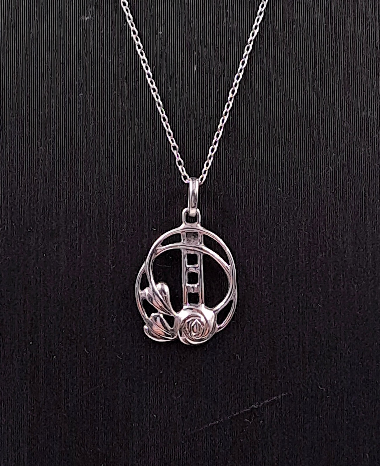 Kit Heath Sterling Silver Necklace Mackintosh Style Pendant 1997 46cm Chain