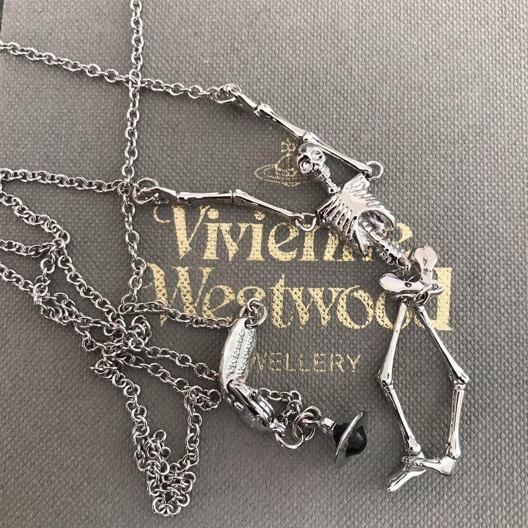 Vivienne Westwood Necklace Skull Skeleton Silver NO BOX [E0089