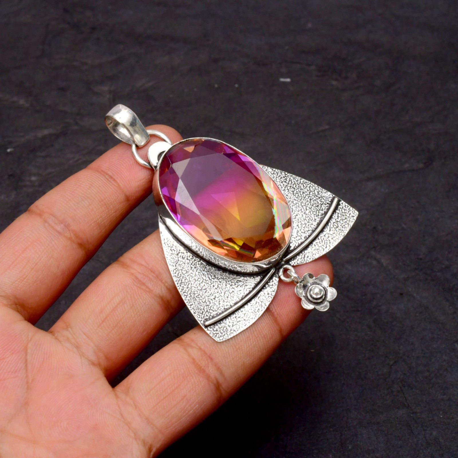 Bi Color Tourmaline Gemstone 925 Sterling Silver Jewelry Pendant 1-2″