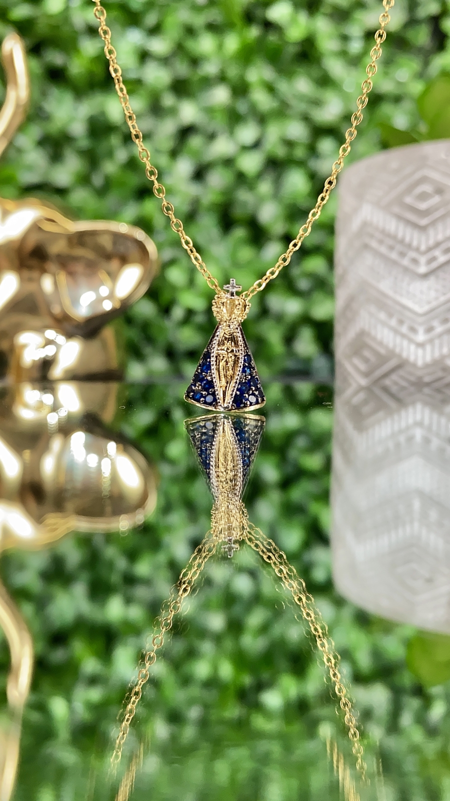 Colar e Pingente de Nossa Senhora Aparecida 18K Gold Filled Elegant Necklace 18″
