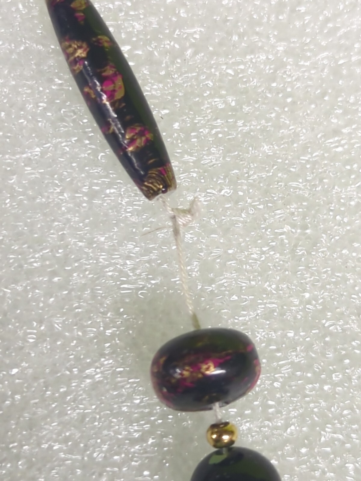 Beaded Necklace With Gold, Purple And Pink Colored Beads