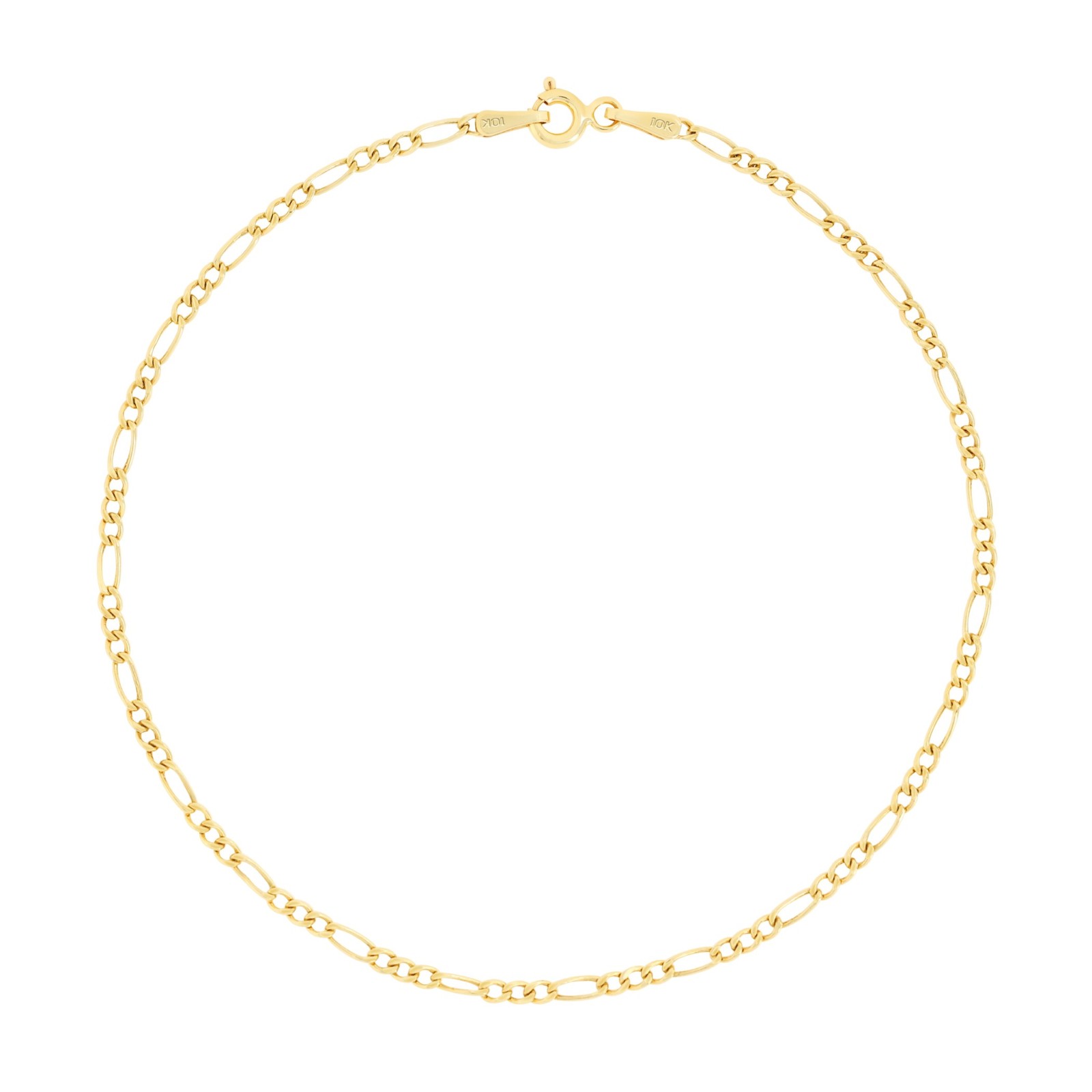 10K Yellow Gold 2mm-9mm Italian Figaro Chain Link Bracelet Mens Women 7″ 8″ 9″