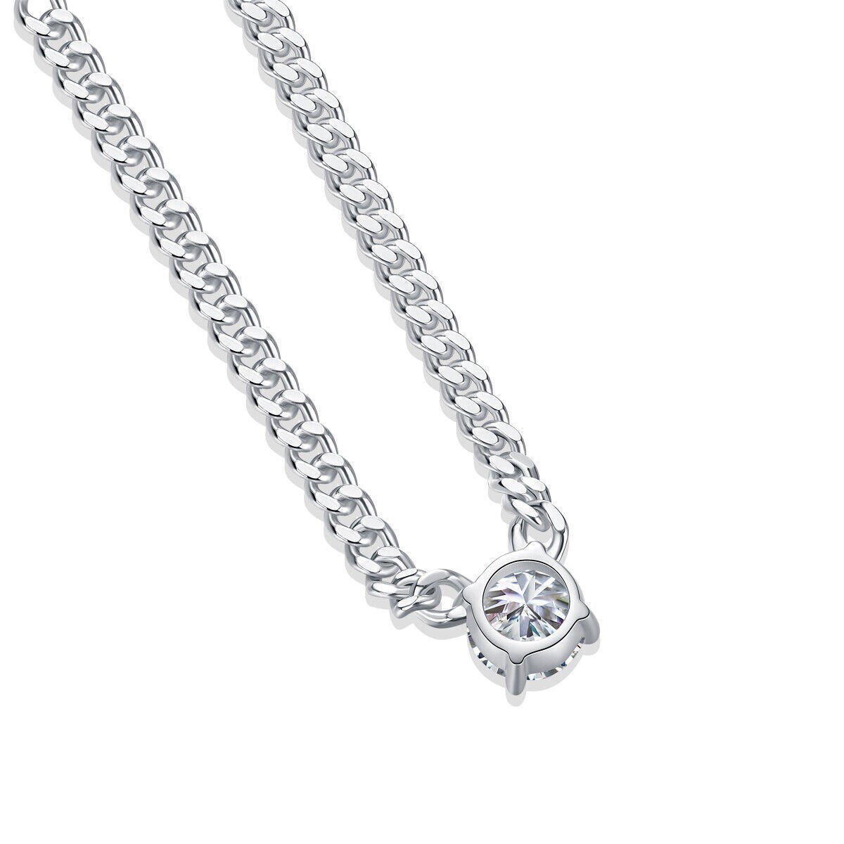 Women’s 925 Sterling Silver 1-3Ct Moissanite Miami Cuban Link Chain Necklace