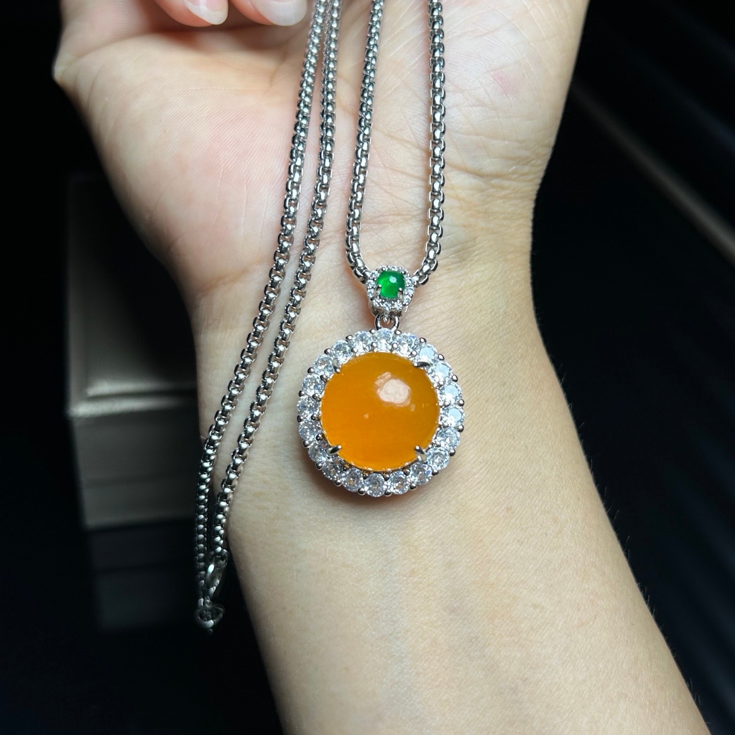 Real Natural High Ice Yellow Myanmar Jade Jadeite amulet Pendant&Necklace