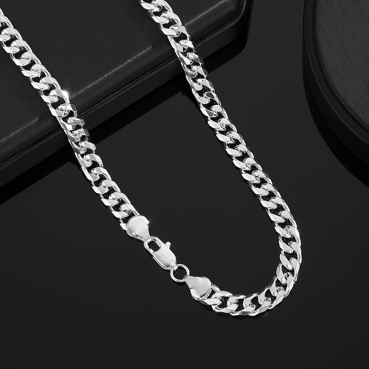 S925 Silver Cuban Chain Necklace 6mm 45cm 50cm 60cm For Women Daily Wear
