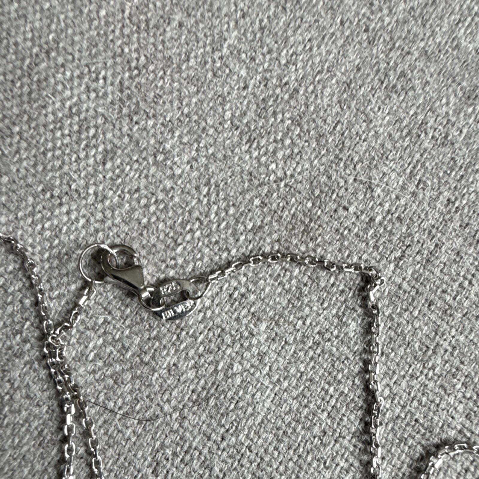 Jennifer Miller Signed 925 Sterling Silver CZ Station Necklace, Cable Chain