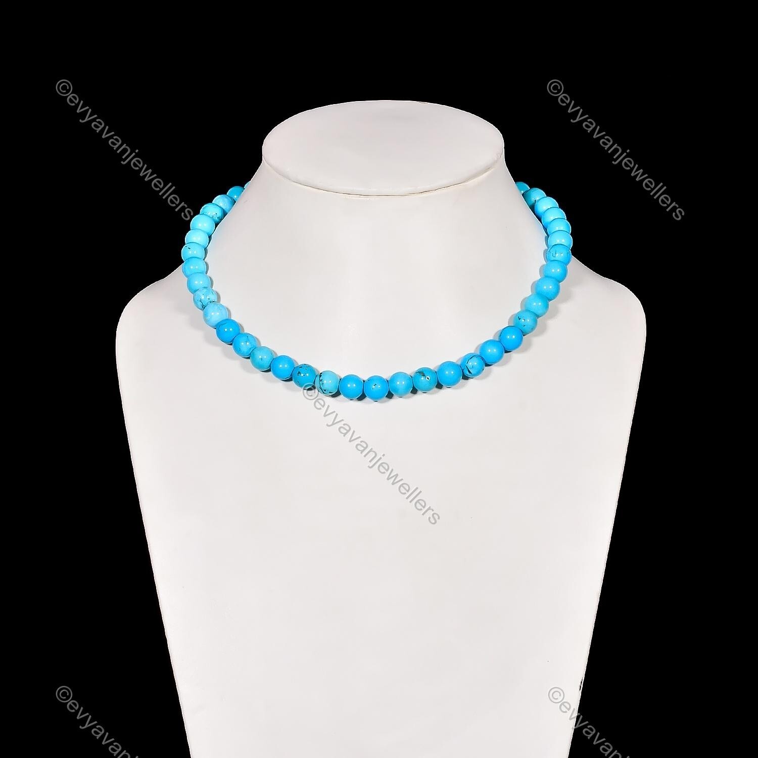 Tibetan Turquoise Gemstone 925 Silver Beaded Adjustable Necklace For Girls