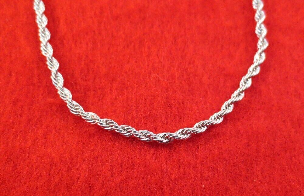 24 INCH STERLING SILVER PLATED 3 MM ROPE CHAIN NECKLACE-USA SELLER