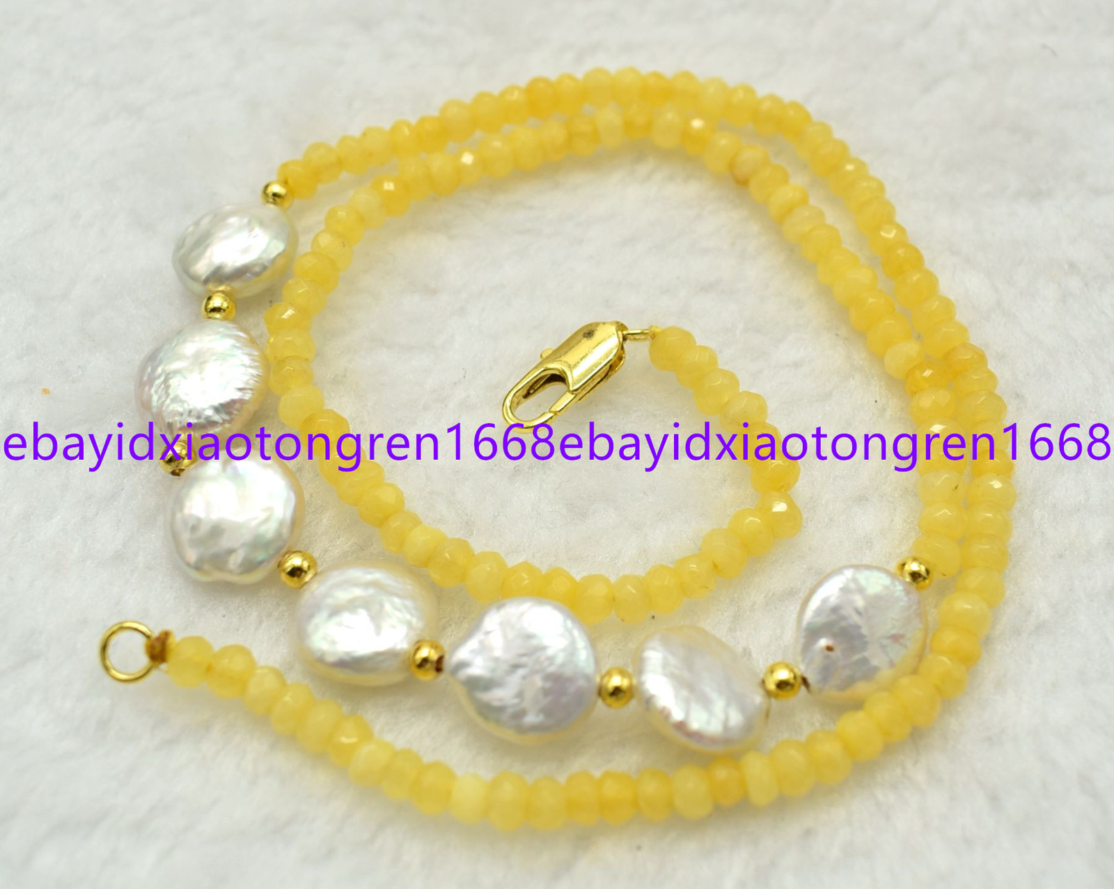 2x4mm Natural Yellow Topaz Rondelle Beads & White Coin Pearl Necklace 18-30 Inch