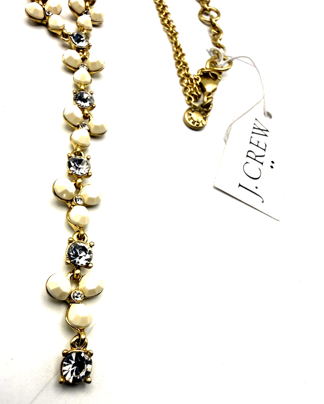 NWT J. Crew 25″ Crystal Clover Y Drop Necklace
