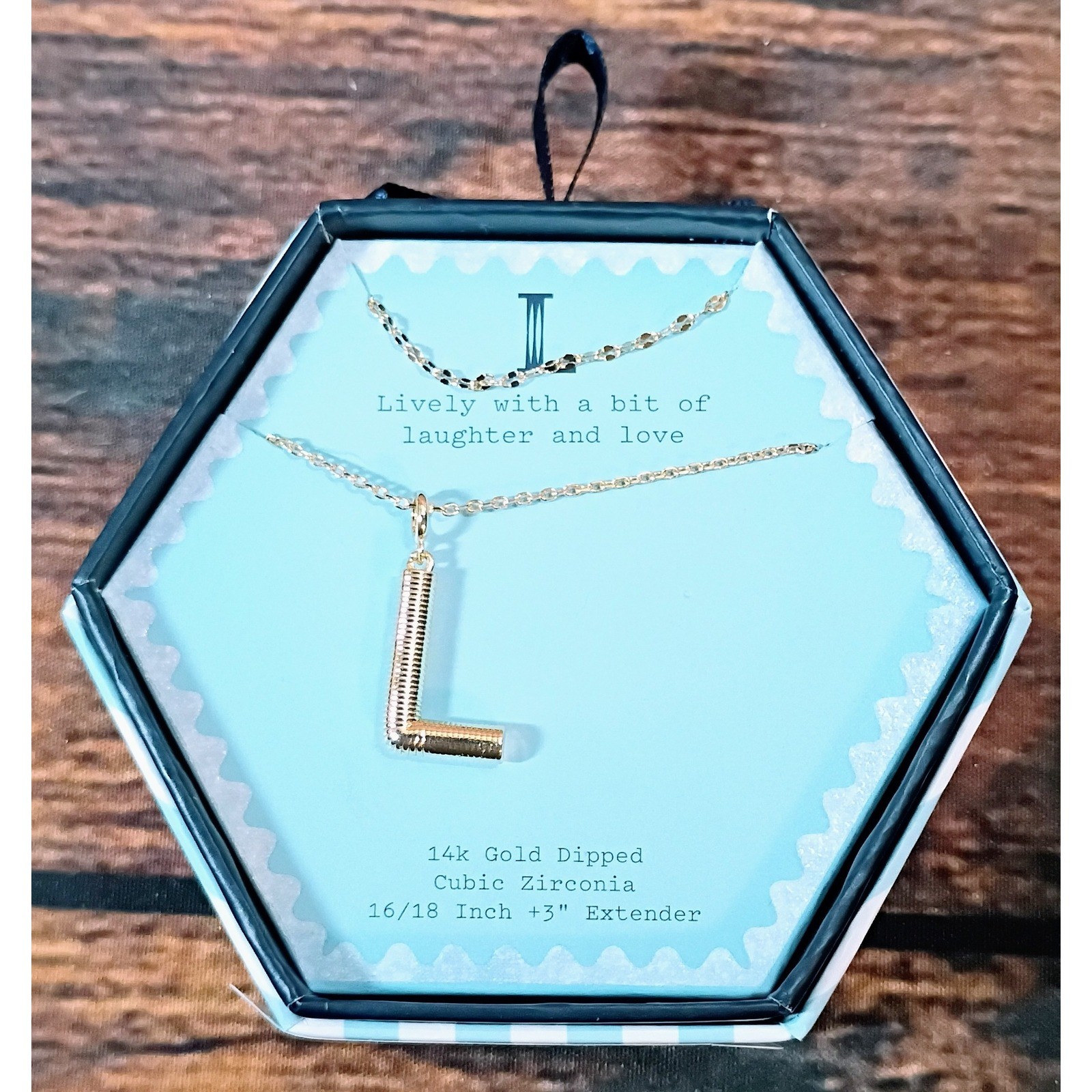 A New Day 14k Gold Dipped Initial L Pendant Necklace Cubic Zirconia NIB
