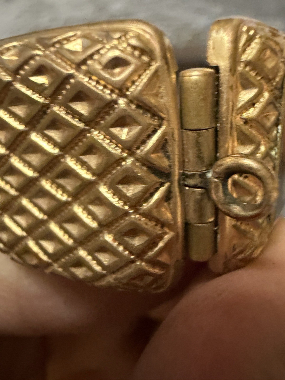 Square Gold filled Metal Photo Locket Pendant Hinged w/ Bail, 2 Photos