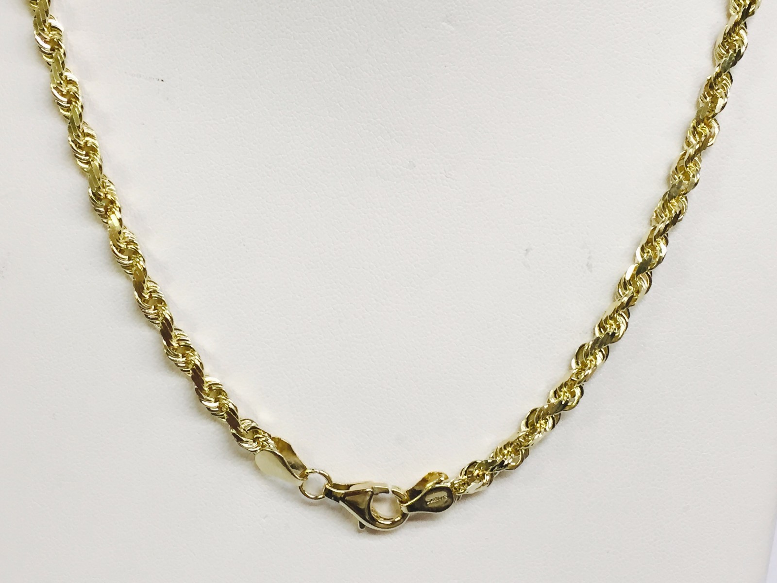 10k Yellow Gold 22″ Solid Diamond Cut Rope Chain Necklace 4 mm 19 Grams
