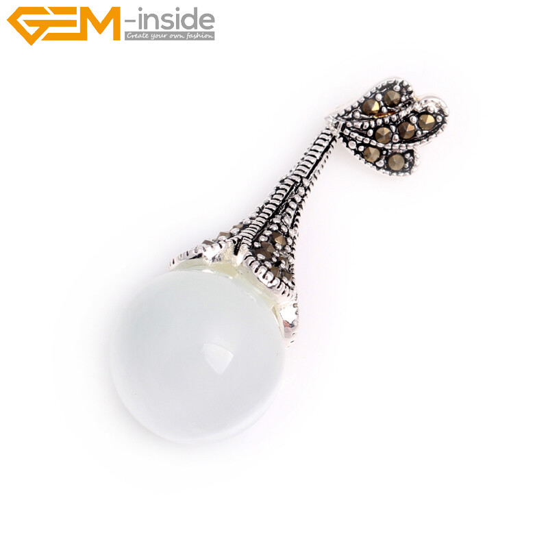 Tibetan Marcasite Silver Plated Assorted Color Stone Jewelry Necklace Pendant