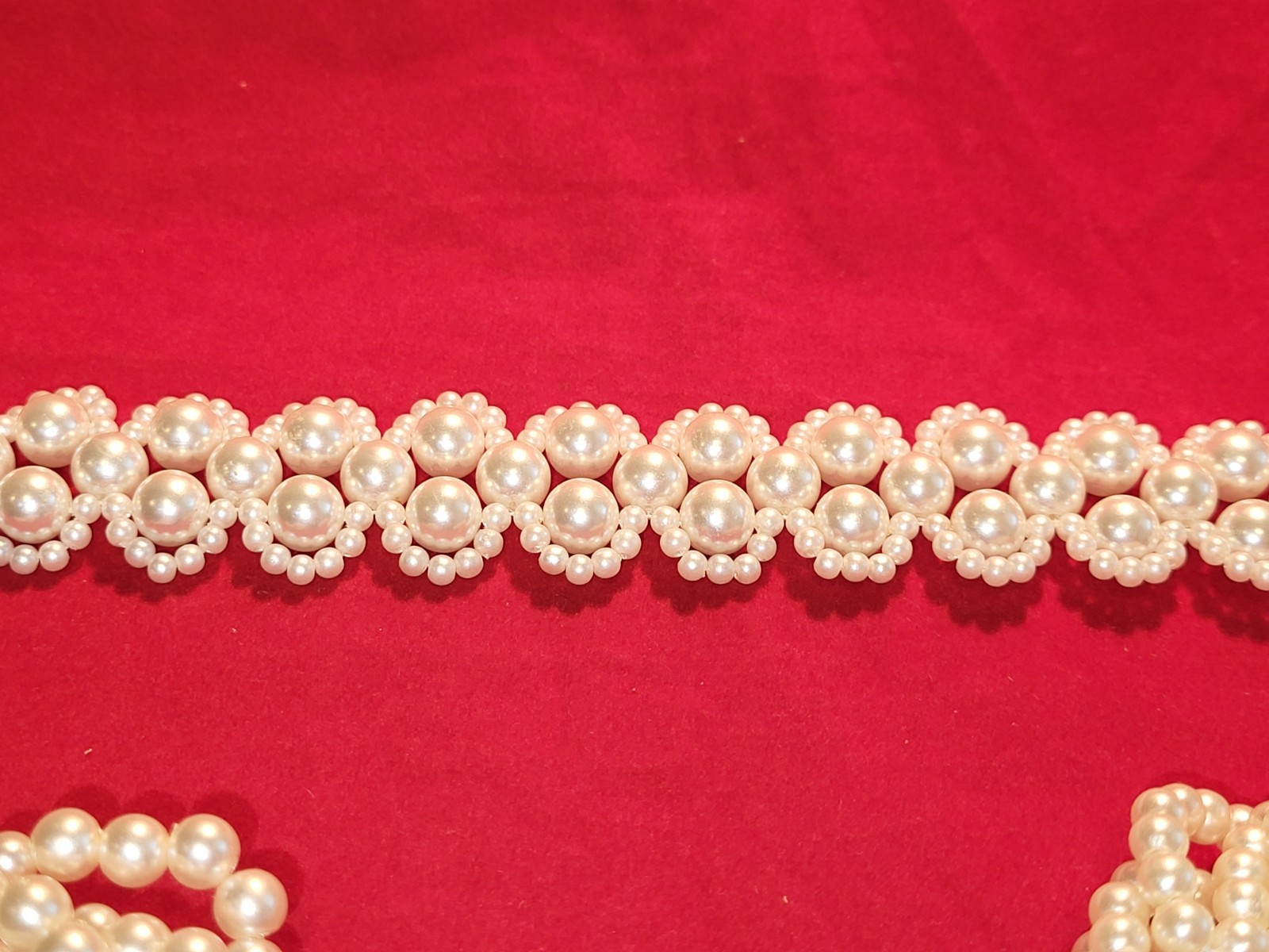 Three Piece Faux Pearl Set-Bracelet, Barrette and Choker Necklace