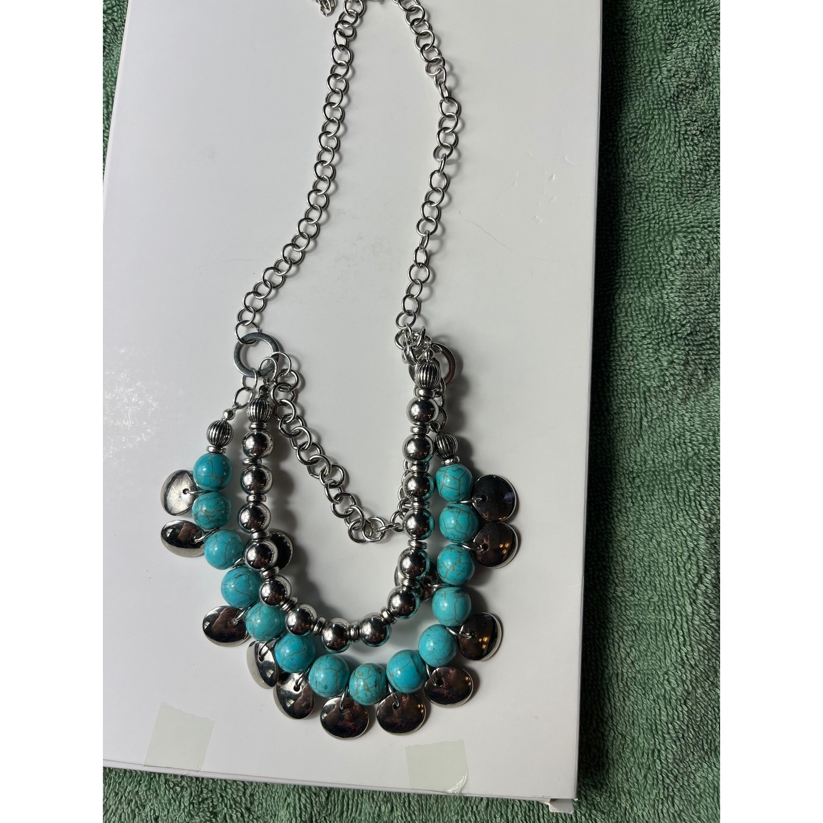 Unbranded Bib Necklace Womens Turquoise Excellent Multi Strand Fringe Disc Boho