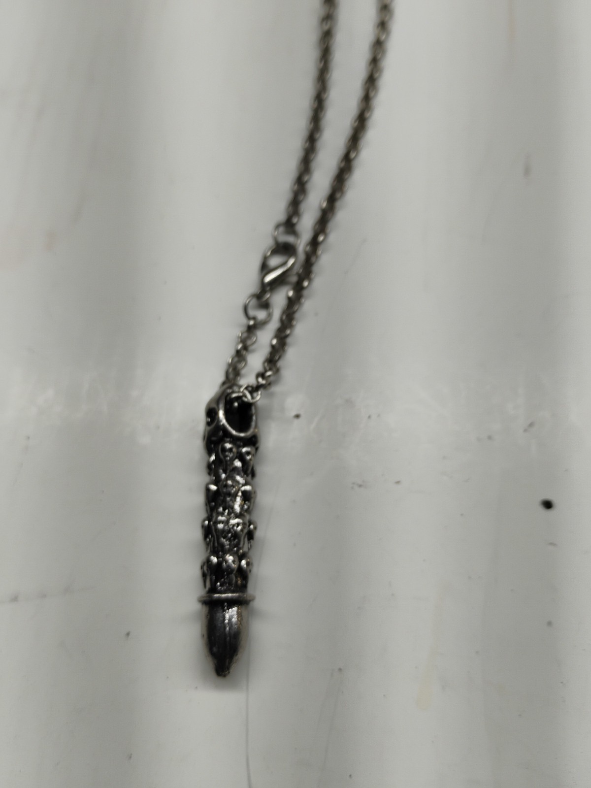 Cool Mens Boys Stainless Steel Biker Punk Skull Bullet Pendant Necklace