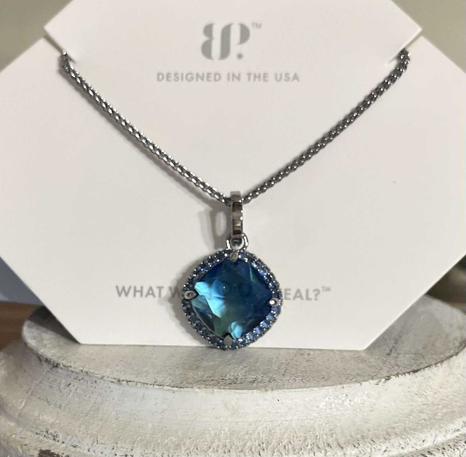 Bomb Party “The Bonjour” Azure Blue Bi Color Tourmaline OG Necklace Hema NK42333