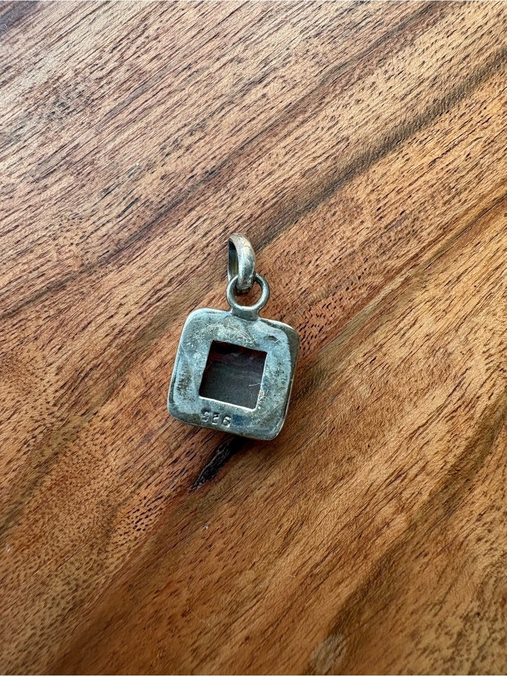 Vintage Sterling Silver pendant with Square Rhodochrosite Stone