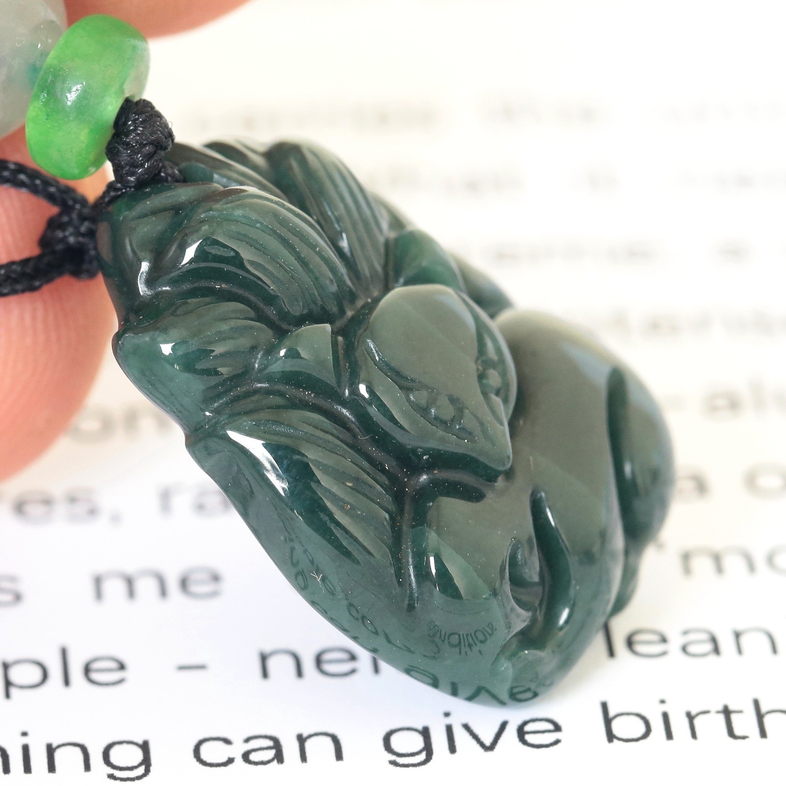 Video Certified Green Burma 100% Natural Jadeite Fox Pendant Type A Jadeite 灵瑞天成
