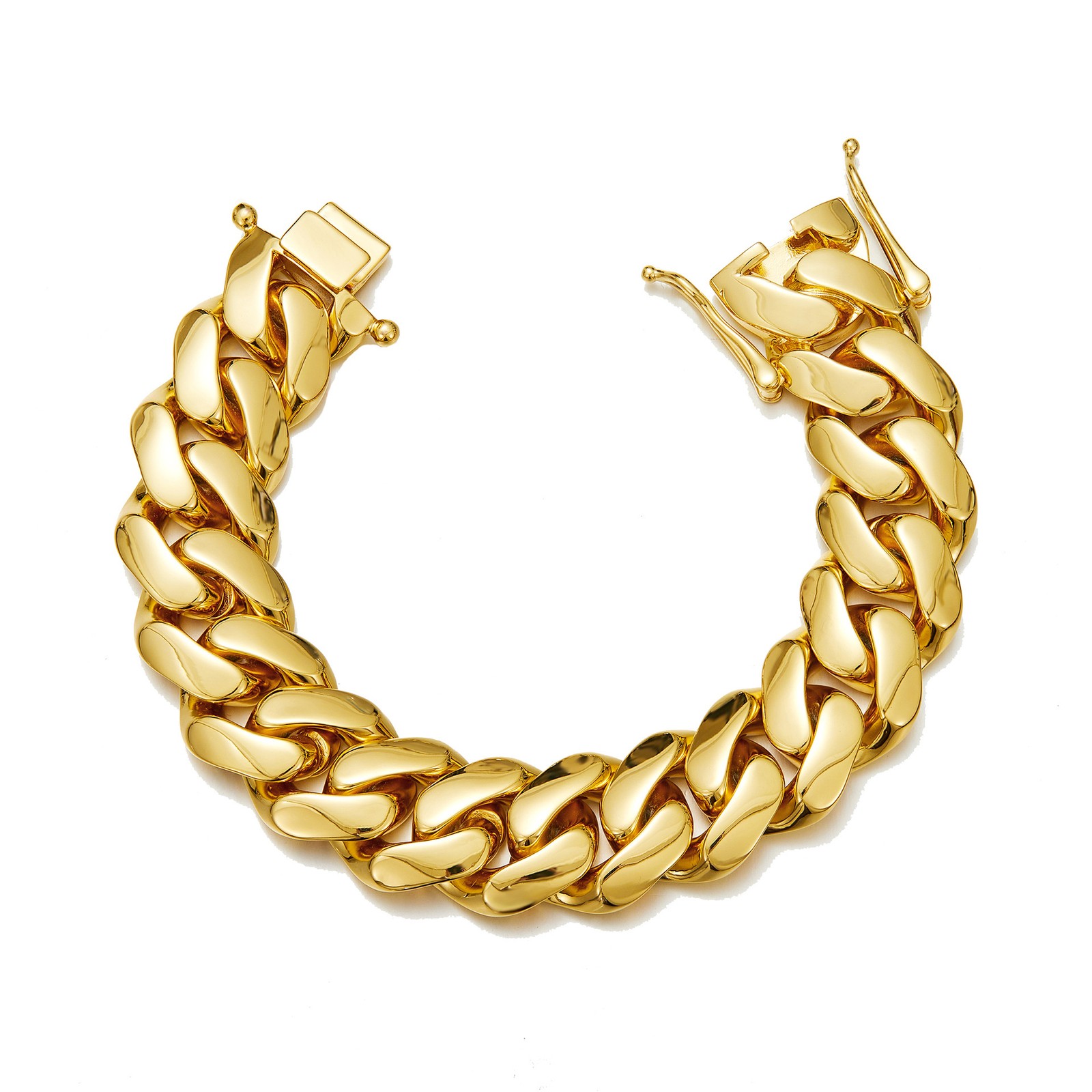 10mm-22mm Stainless Steel Miami Cuban Chain Necklace Bracelet 18K Gold Plated
