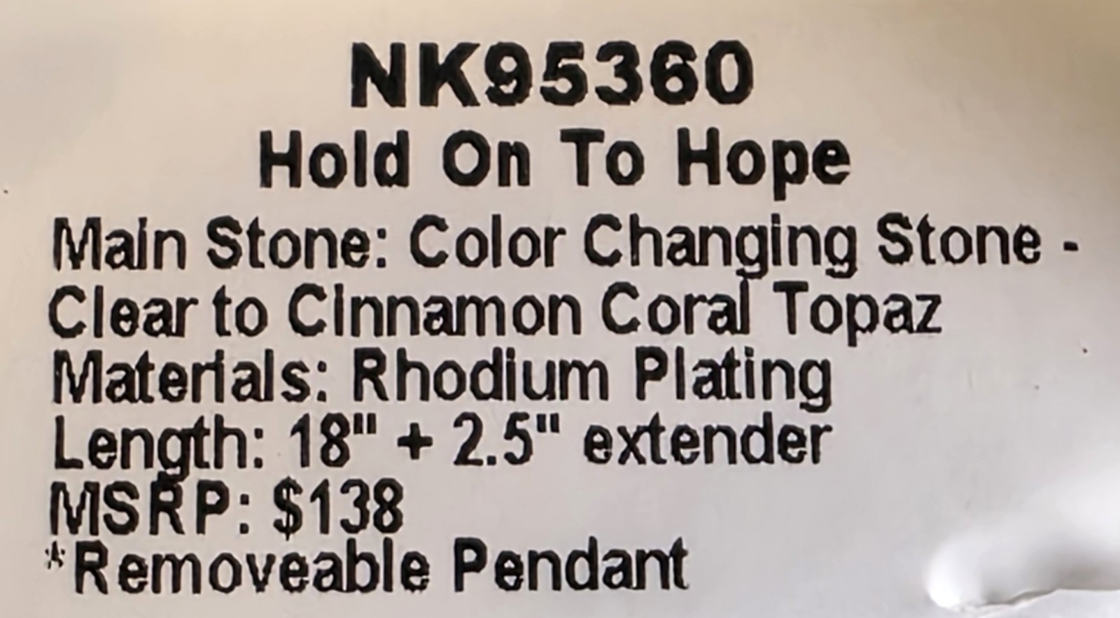 Mental Health Aware Necklace, NK95360, Hold On To Hope-Rhodium