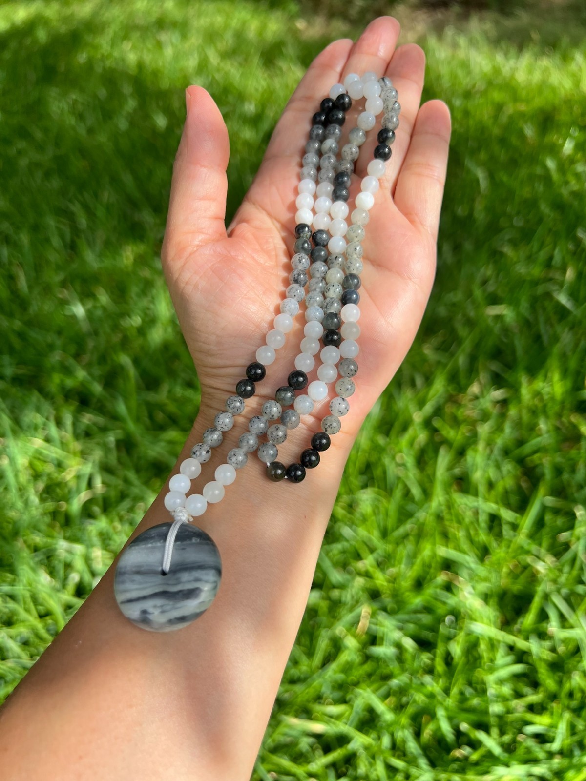 High-Quality Genuine Qinghua Nephrite Jade 6mm 108 Beads 24.5″ Necklace H55 1