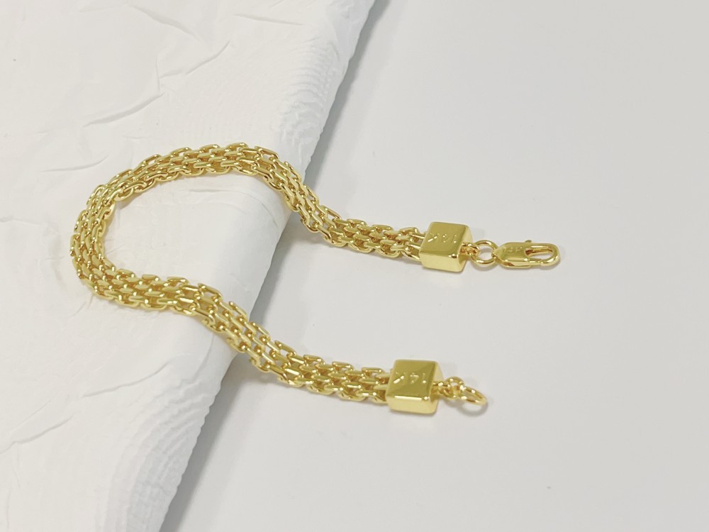 Real 14K Yellow Gold Multiple Layer Bracelet Chain Solid Link Jewelry Gift 6mm