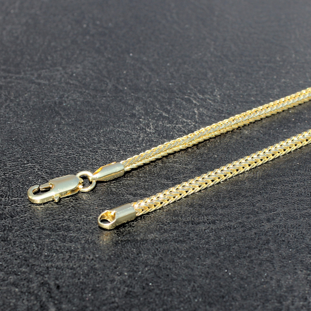 Mens 24″ Franco 3mm 14k Gold Plated Necklace Hip Hop Jewelry High Quality