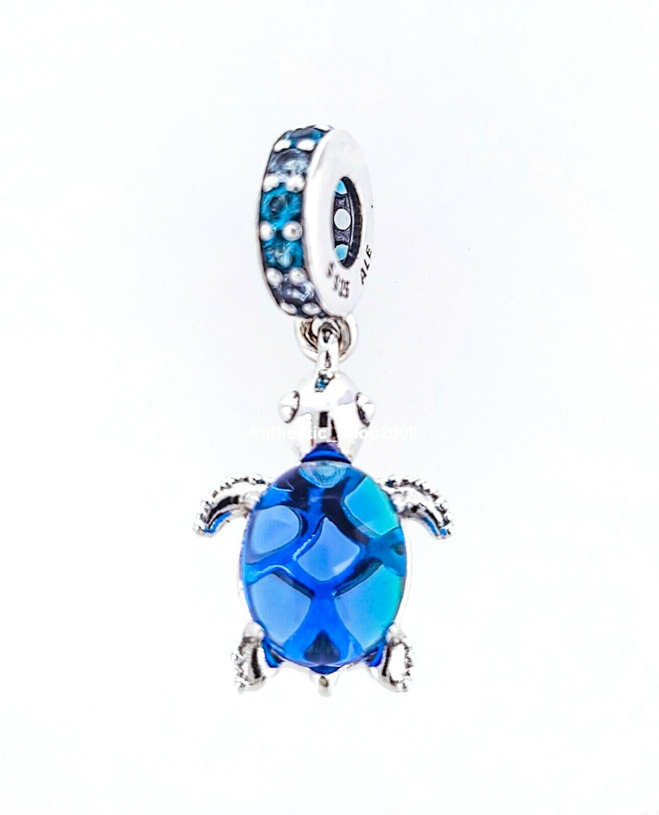 New 100% Authentic PANDORA Blue Murano Glass Sea Turtle Dangle Charm 798939C01