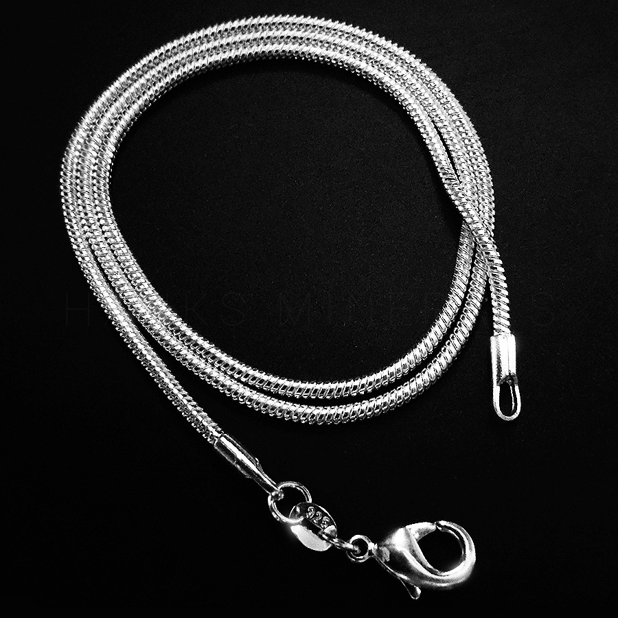 1mm 2mm 925 Sterling Silver Plated Snake Chain Necklace 16″ 18″ 20″ 22″ 24″