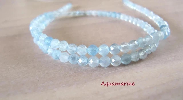 Blue Aquamarine Choke Necklace Tiny 2mm Beaded r Healing Delicate Women Crystal