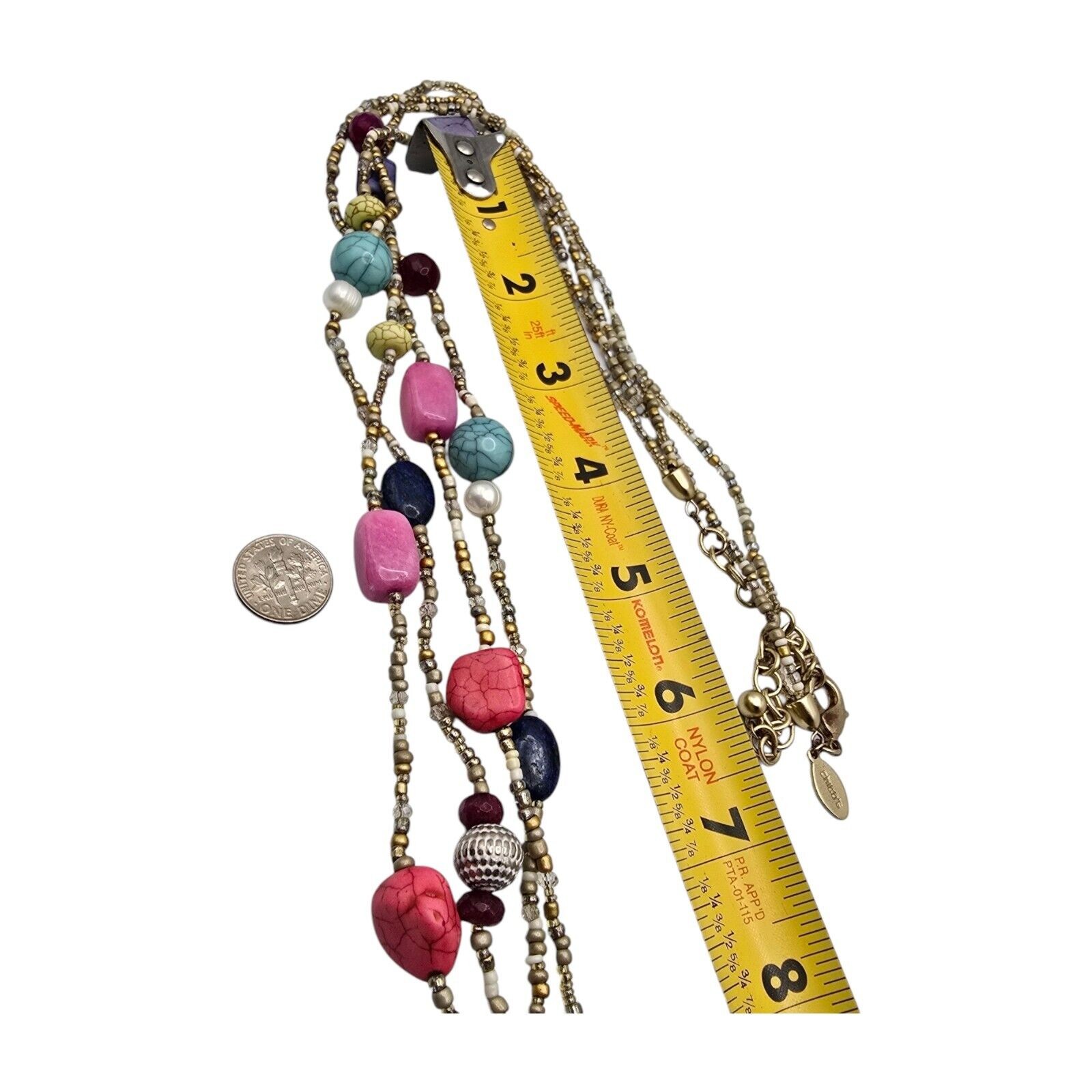 Chicos Necklace Chico’s Multicolor Beads Various Shapes Bohemian Style 36″
